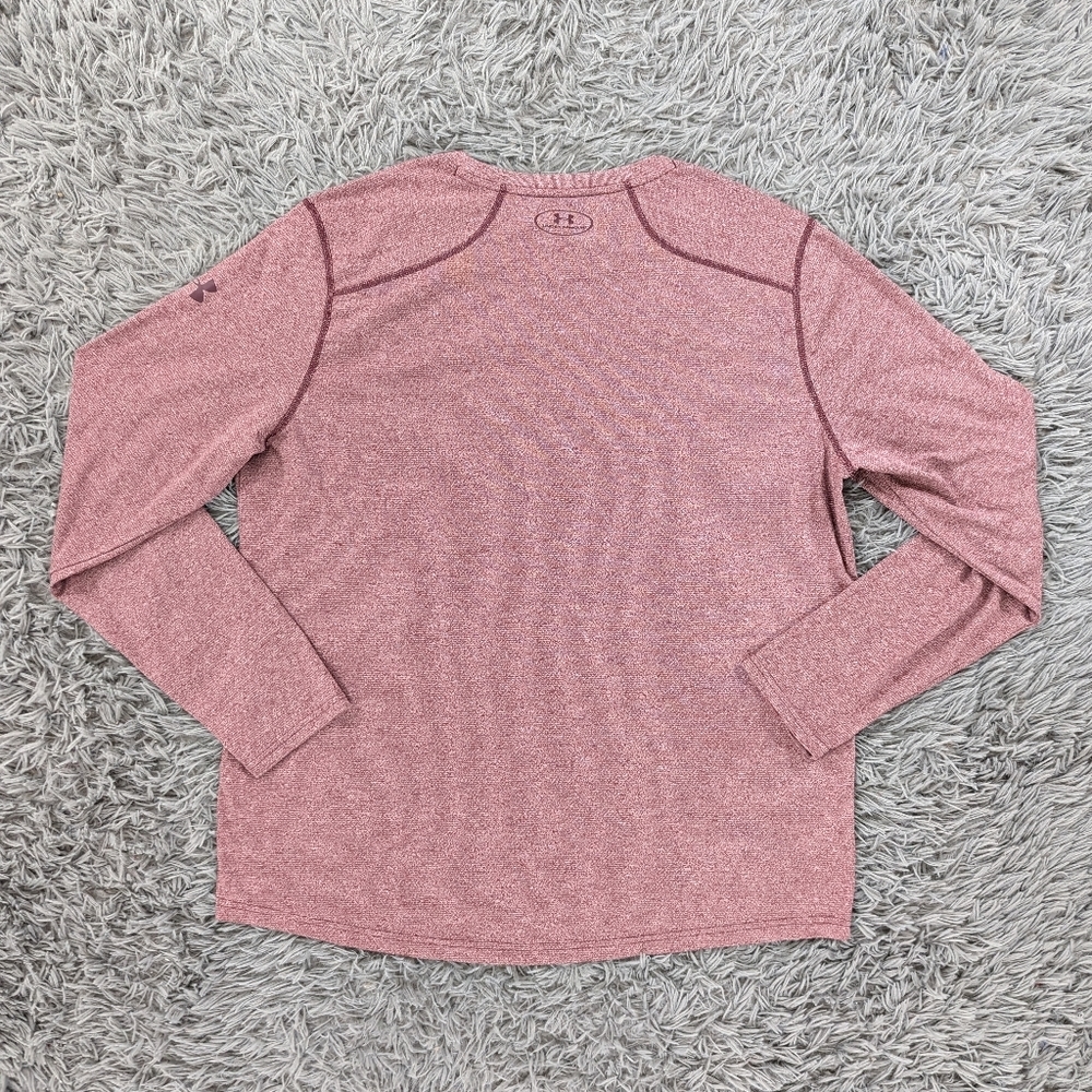 Under Armour Men's Long Sleeve Heathered Pink Performance Shirt - Picture 3 of 6